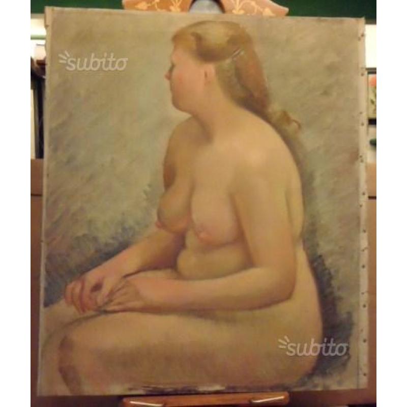 Dipinto ad olio ritratto donna nuda degli anni '30