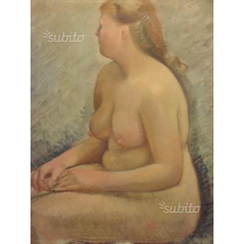 Dipinto ad olio ritratto donna nuda degli anni '30